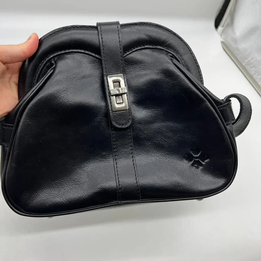 Patricia Nash Florentina Frame Leather Crossbody Bags Black Distressed